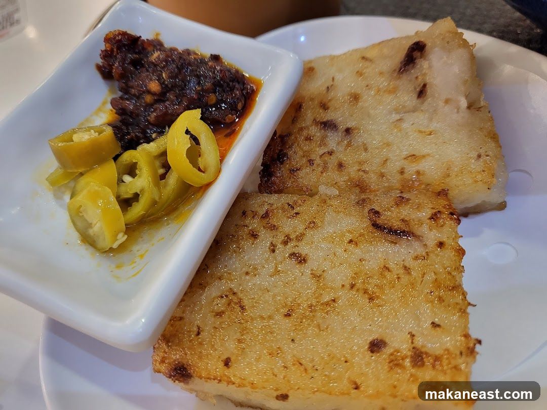 Turnip Cake with Chili and Pickled Peppers