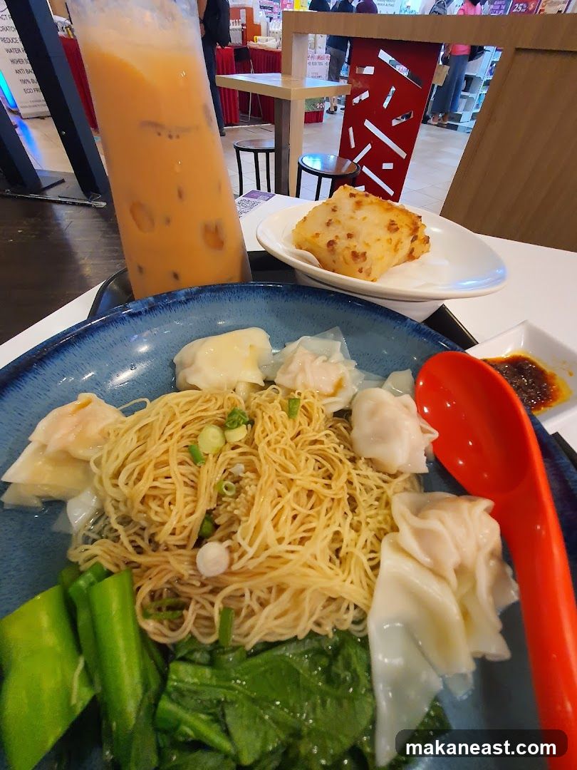 Noodle Dish with Drink