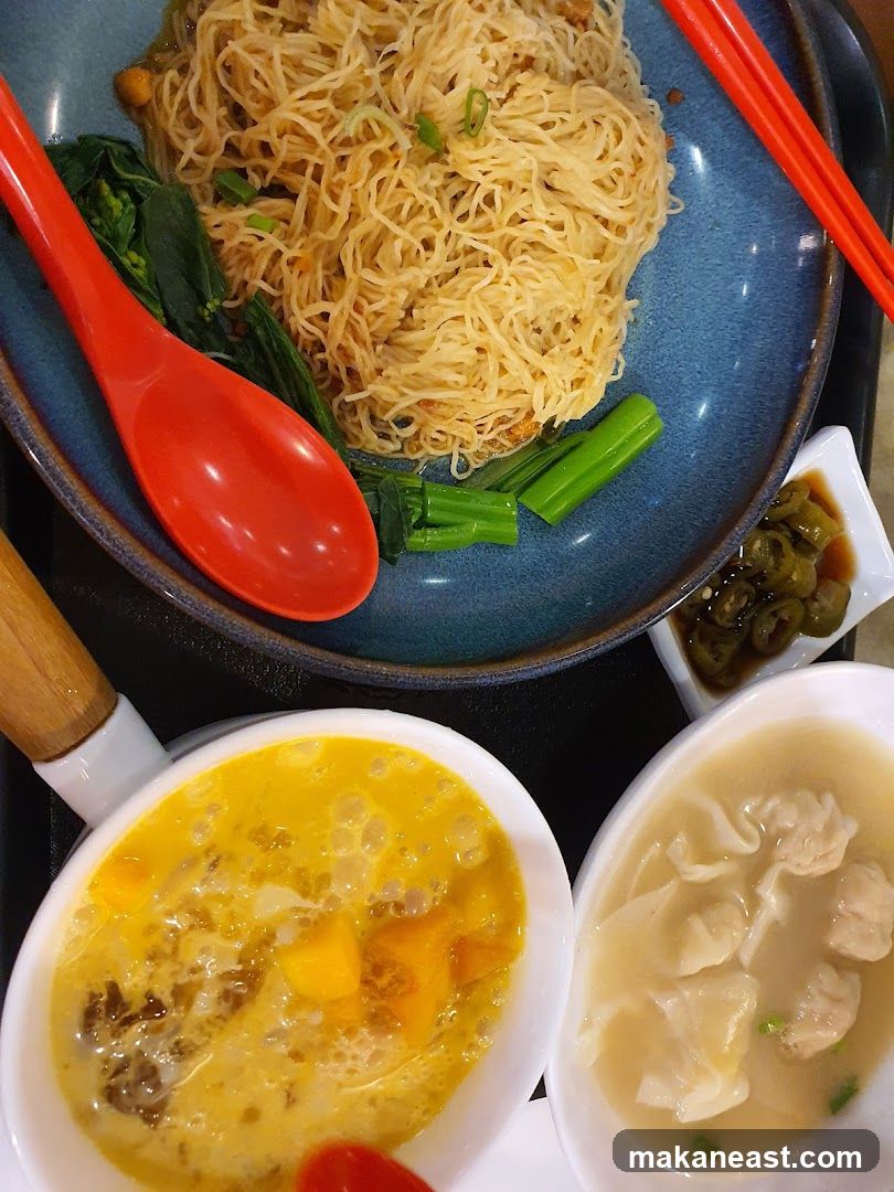 Noodle Dish with Side Soups