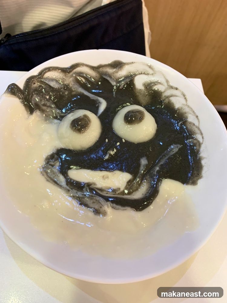 Dessert with Black Sesame and White Cream