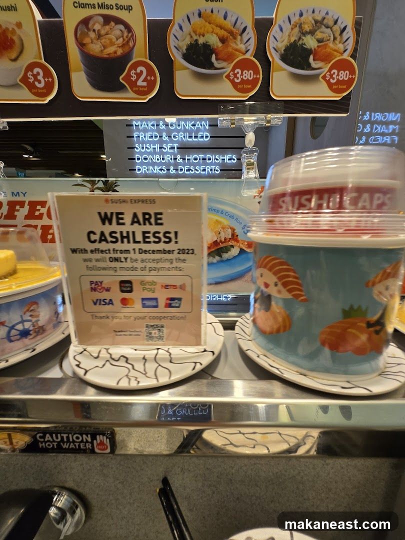 Sushi Express Cashless Payment Sign