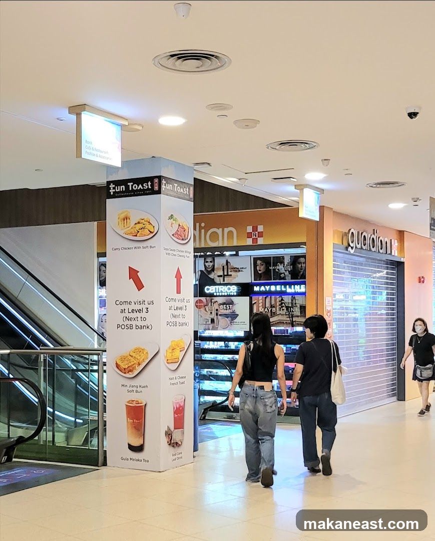 Mall Interior with Food and Cosmetics Stores