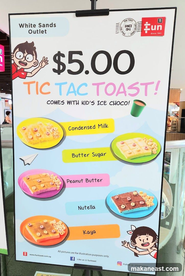 Tic Tac Toast Menu