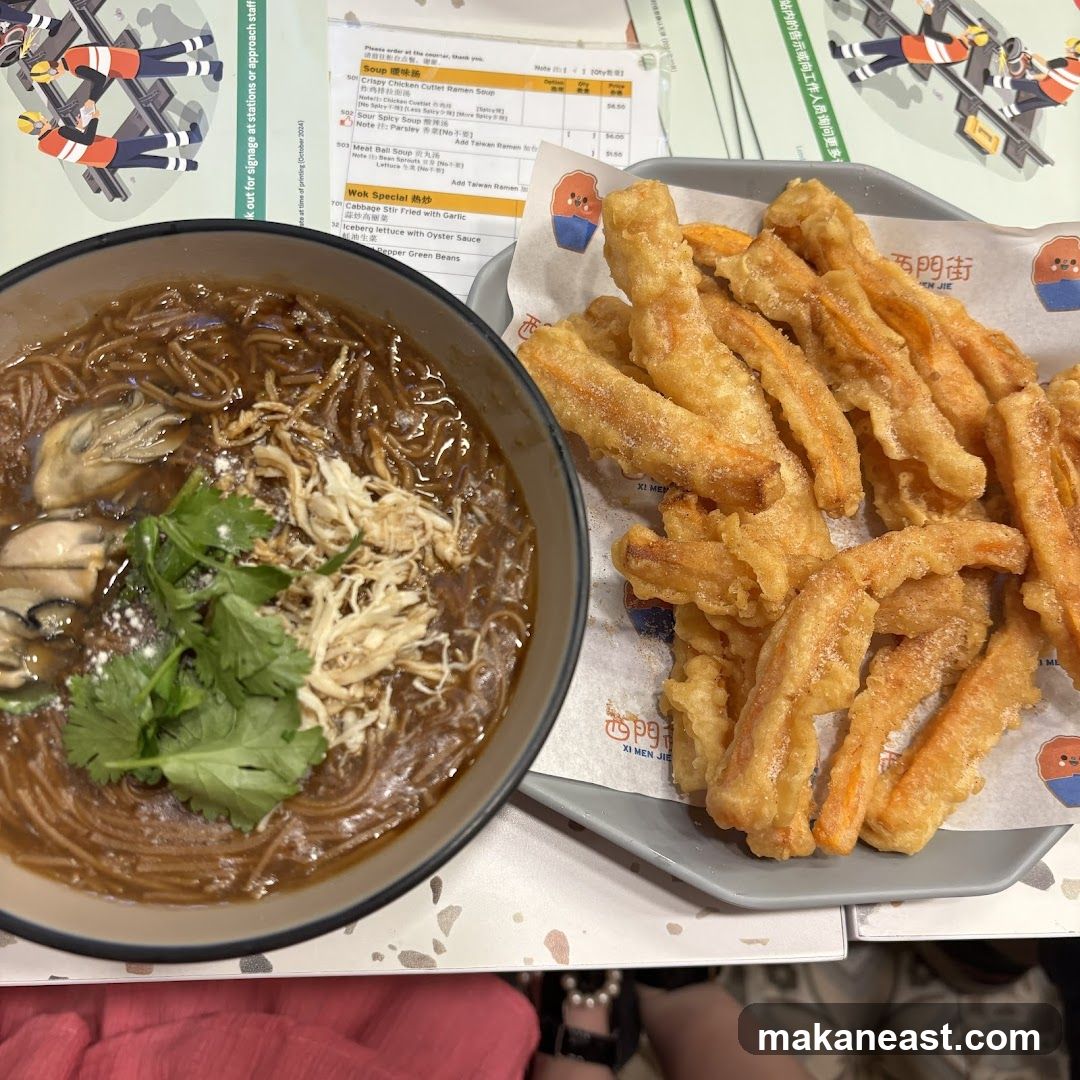 Oyster Mee Sua and Fried Sweet Potato Fries