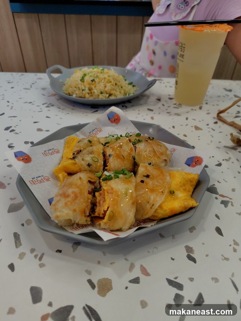 Savory Crepes with Fried Rice and Drink