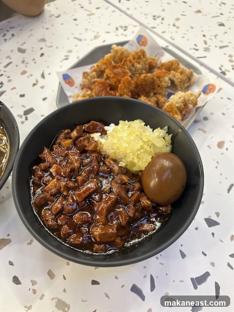 Braised Pork Rice with Fried Chicken