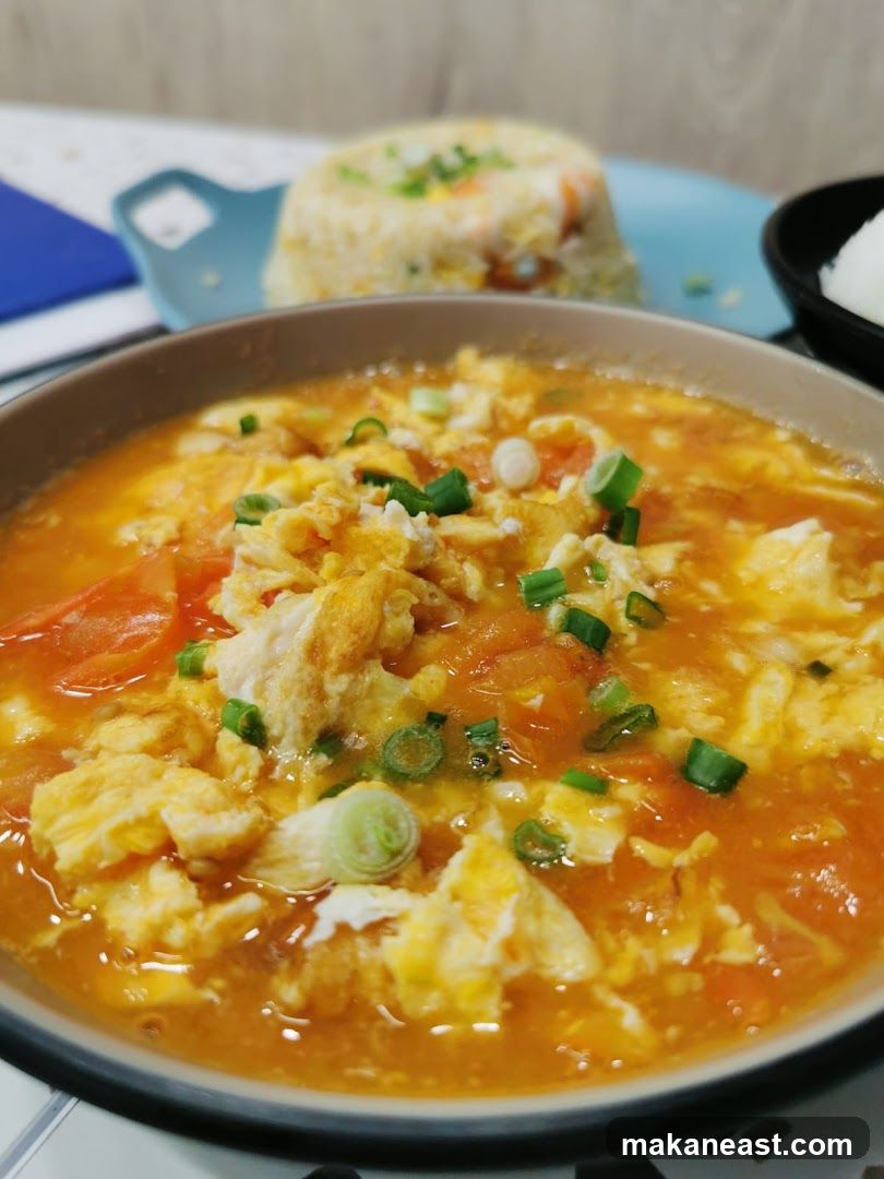 Scrambled Eggs with Tomatoes and Fried Rice