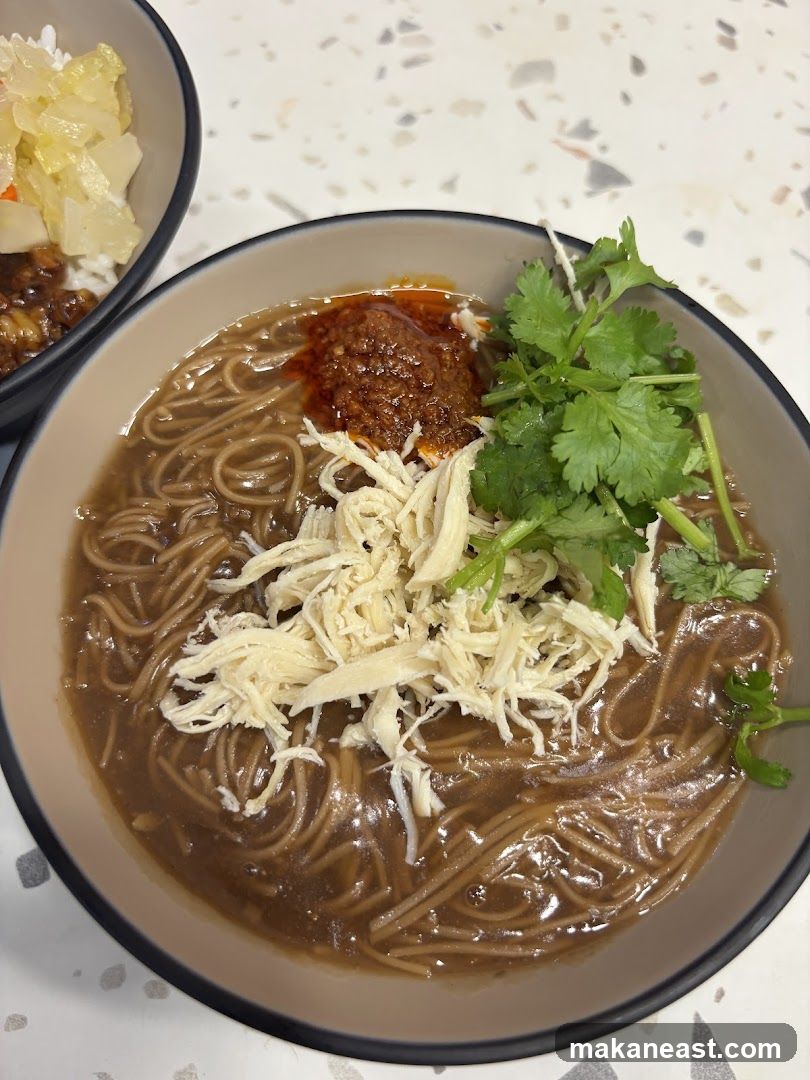 Noodle Soup with Shredded Chicken and Chili Paste