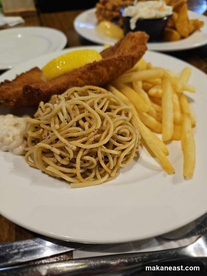 Fish and Chips with Spaghetti