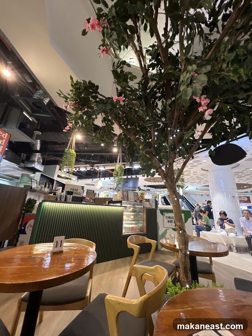 Cafe Interior with Decorative Tree