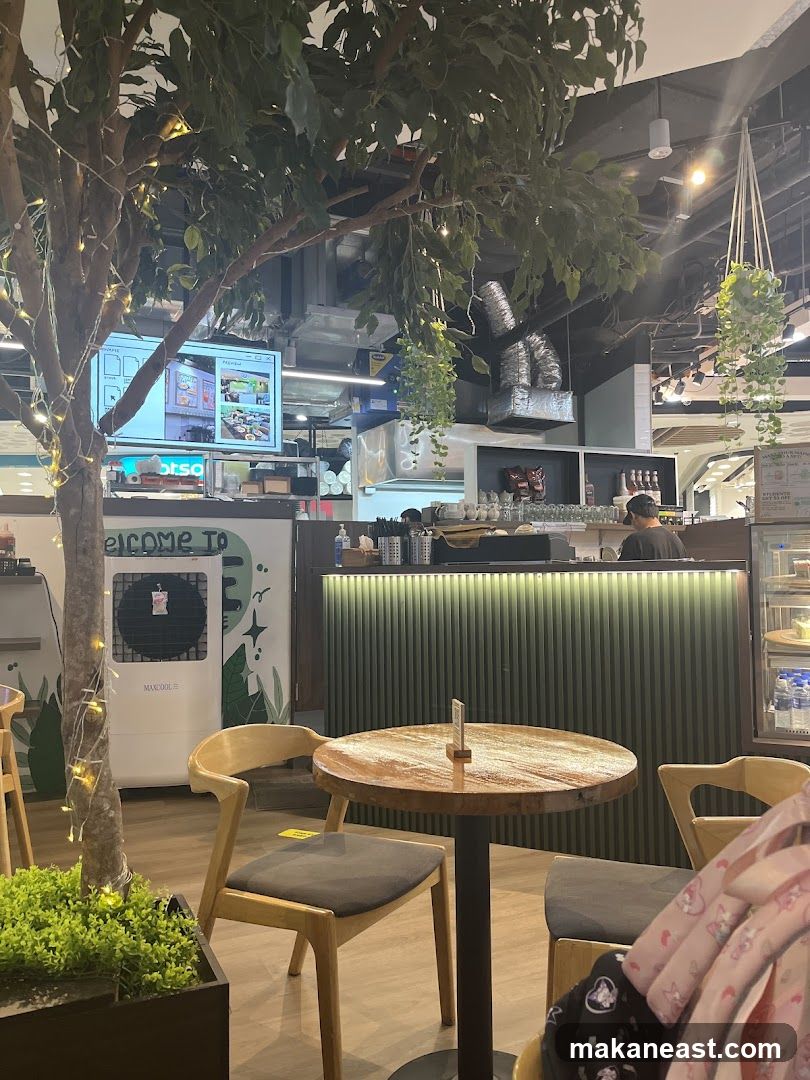 Cafe Interior with Seating and Counter