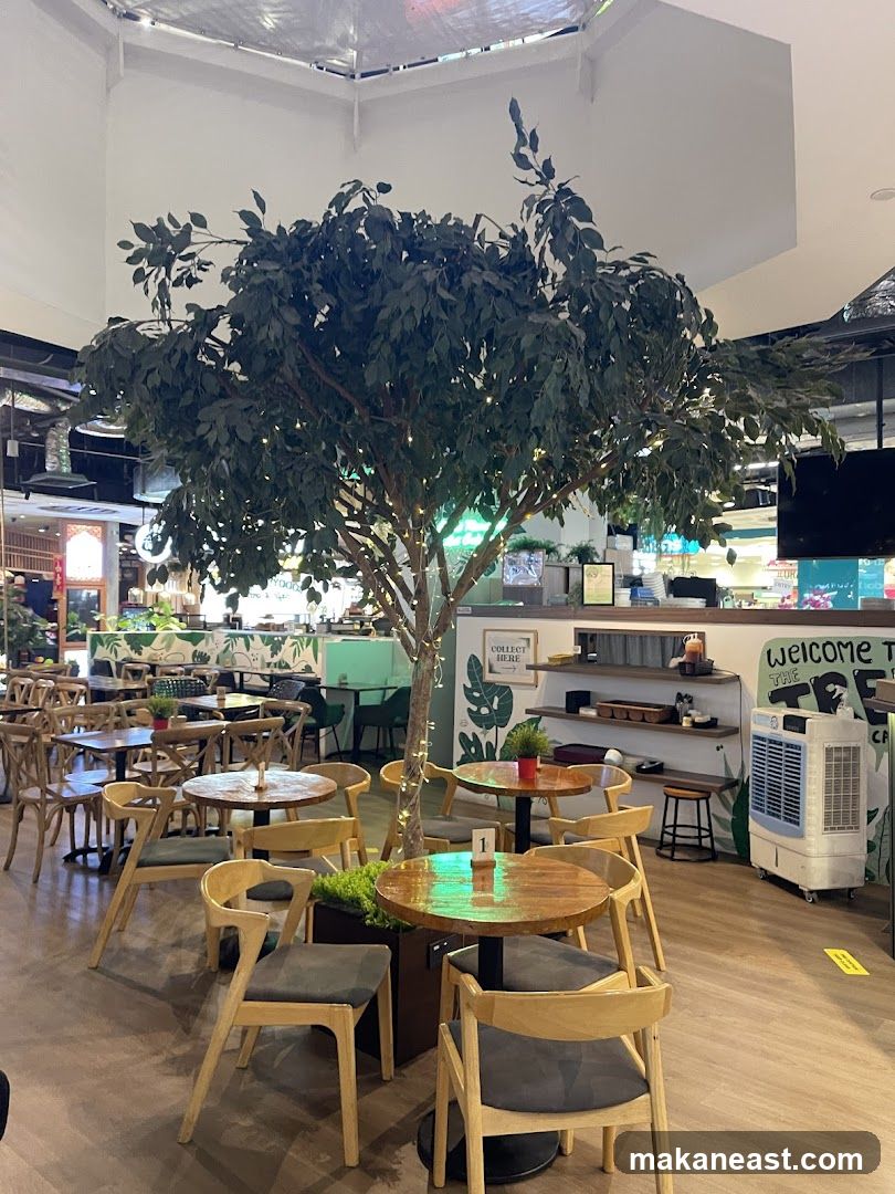 Cafe Interior with Artificial Tree