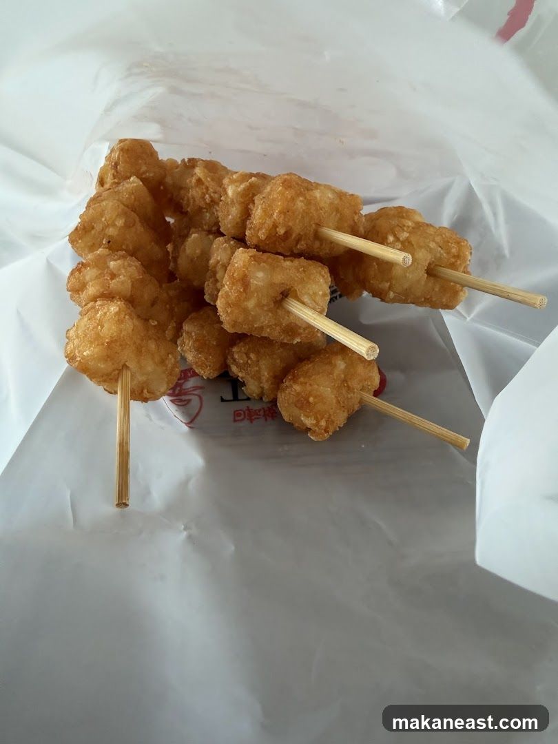 Fried food on skewers