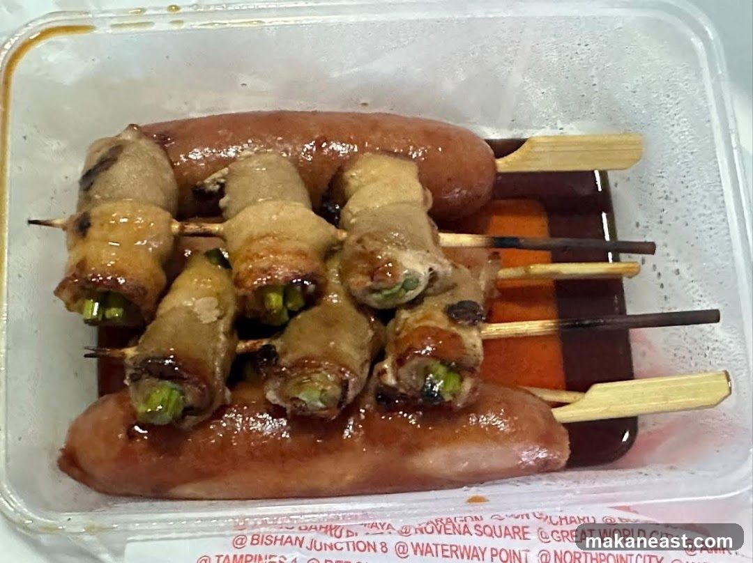 Skewered Sausages and Asparagus Wraps