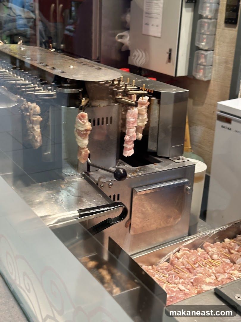 Skewers being cooked