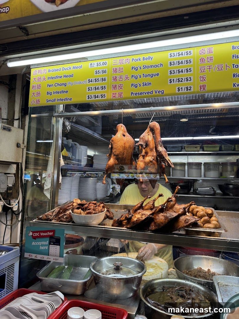 Food Stall with Roasted Ducks and Menu