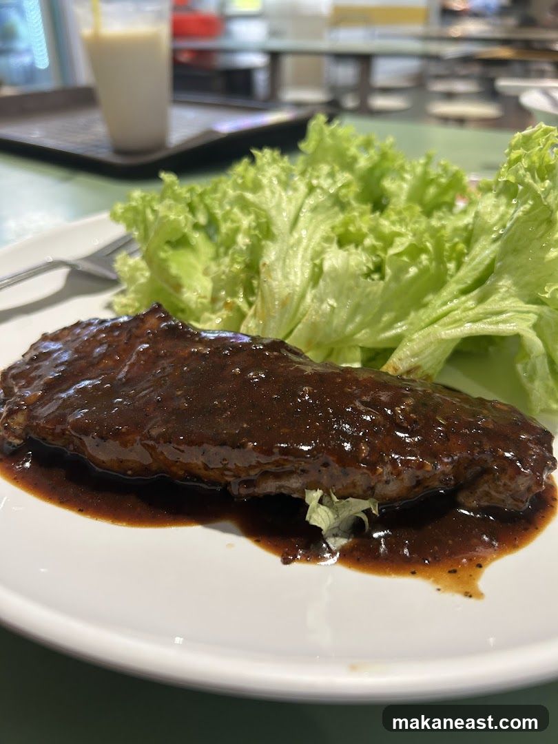 Steak with Lettuce and Drink