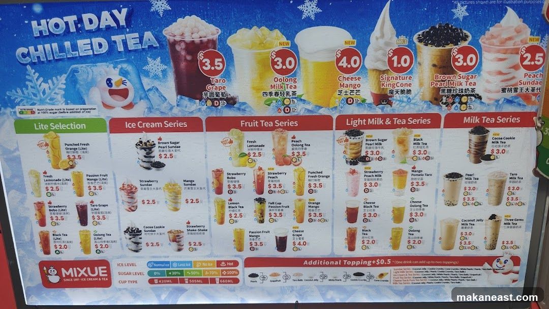 MIXUE Menu