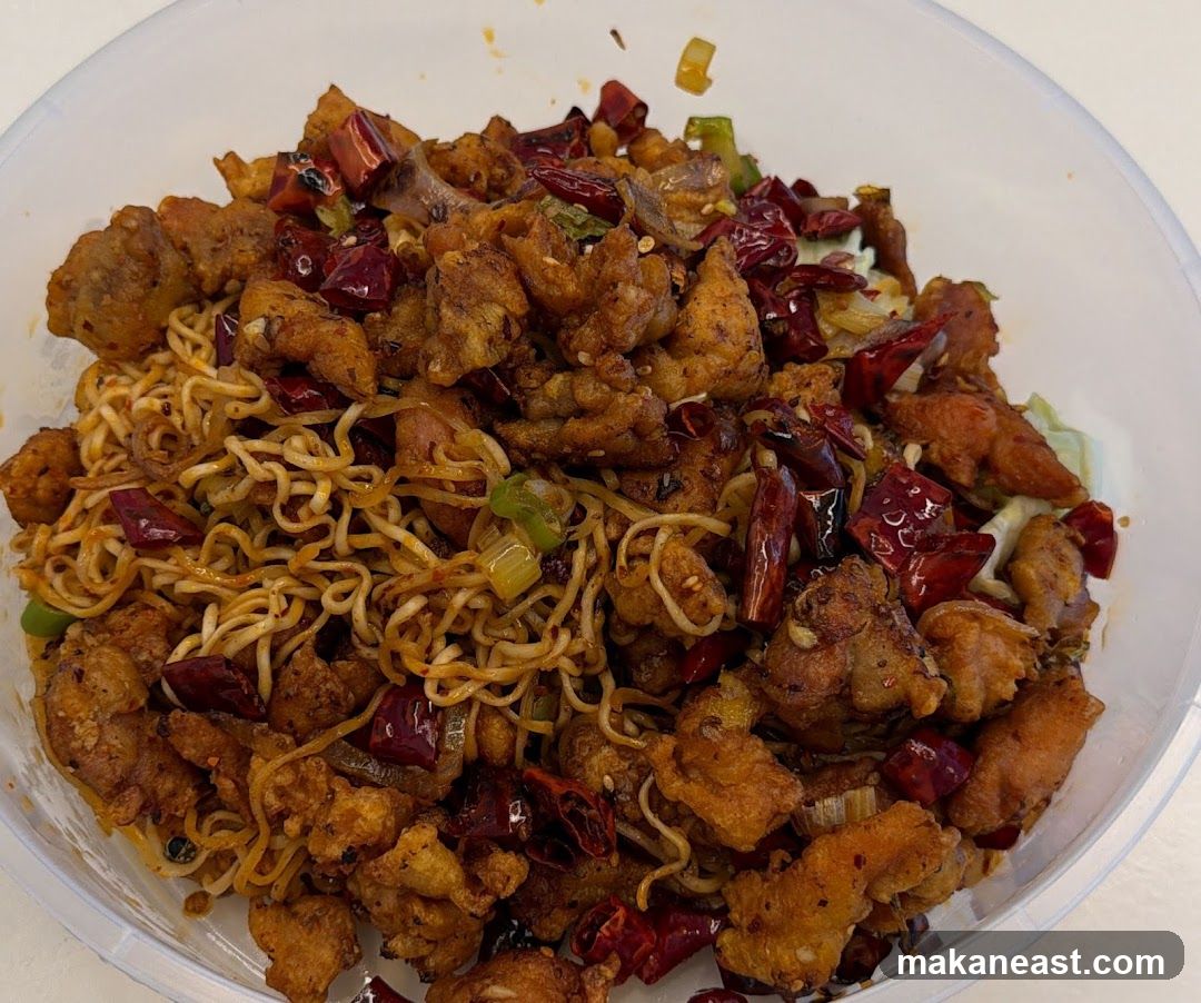Spicy Fried Chicken with Noodles