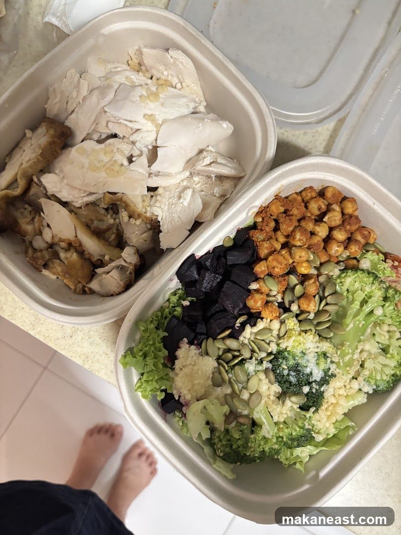 Takeout Meal with Chicken and Salad