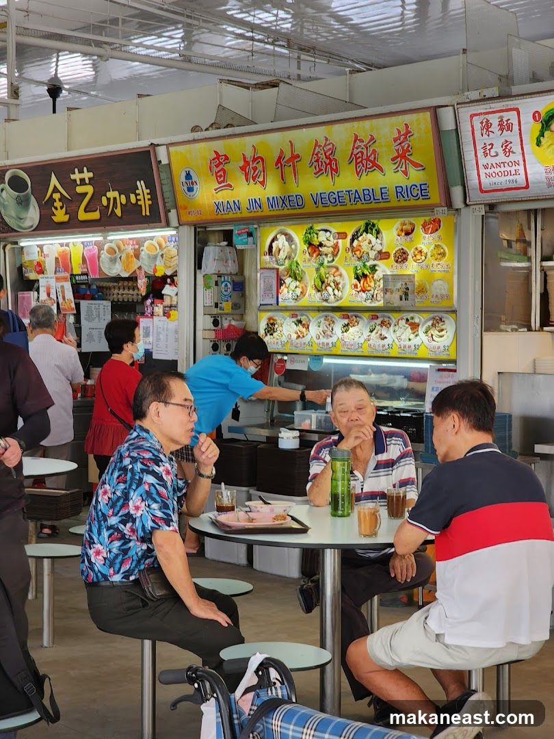 Food stalls with customers