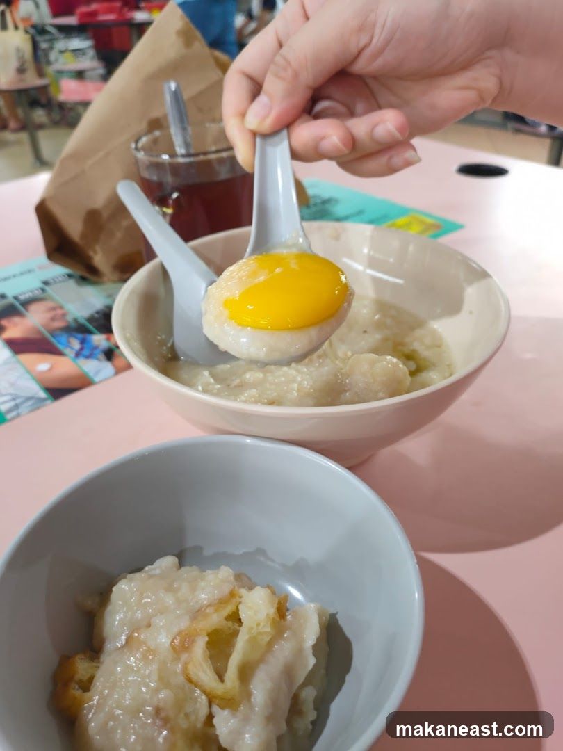 Congee with Egg and Dough Fritters