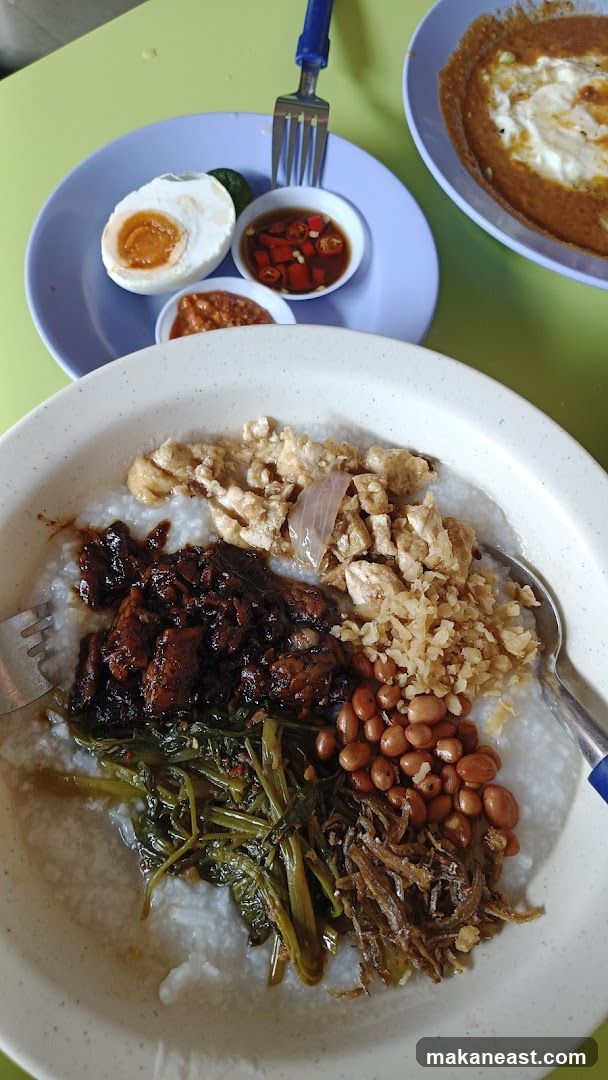 Congee with various toppings