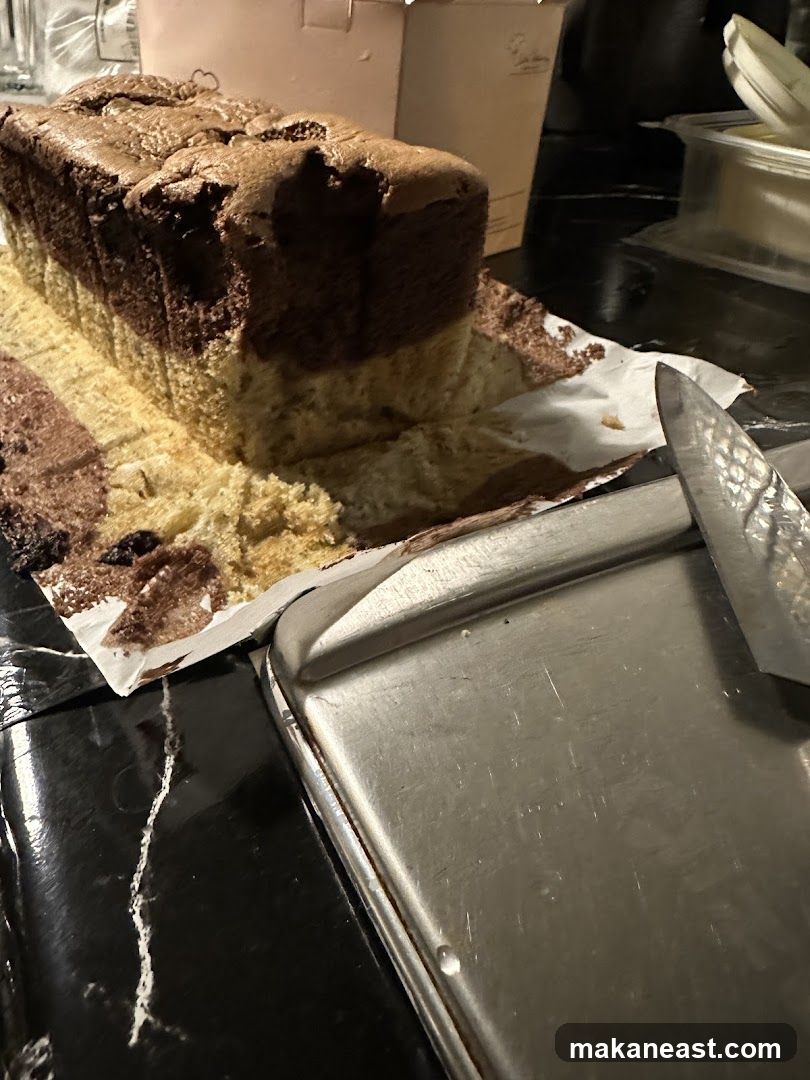 Marble cake on parchment paper