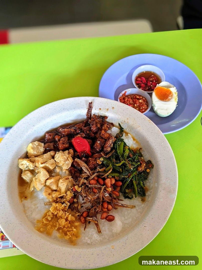 Congee with various toppings