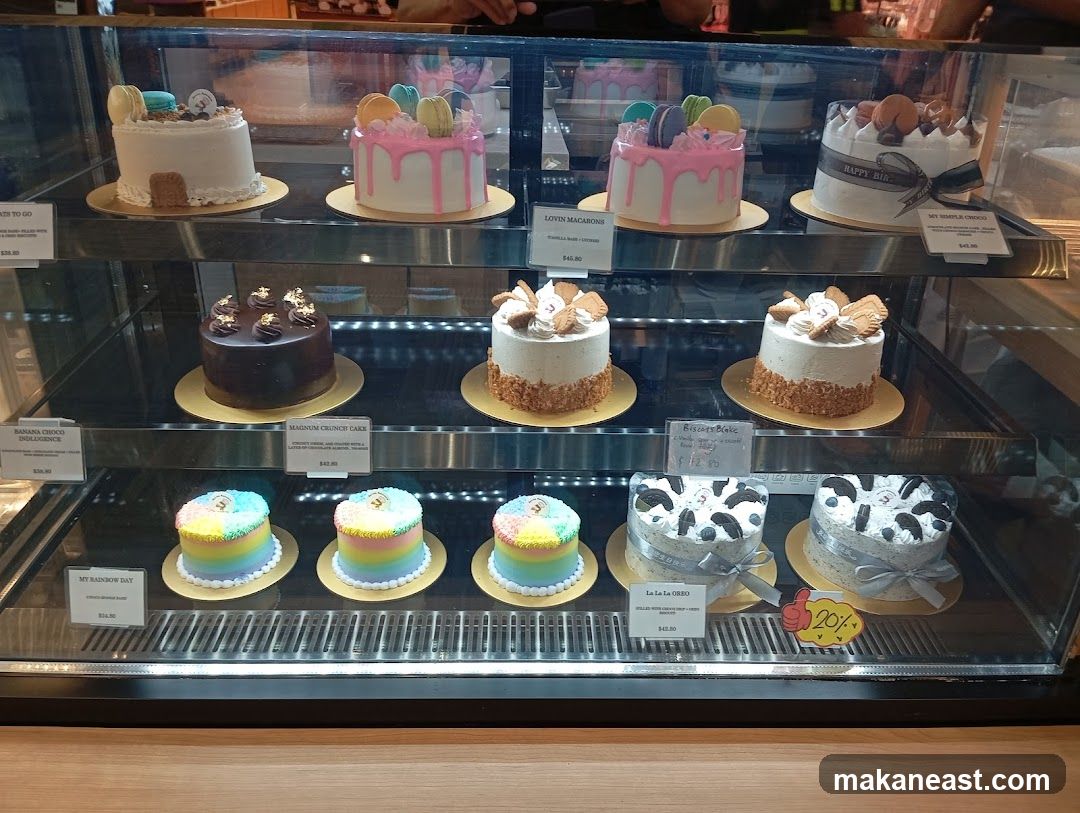 Cakes in a Display Case