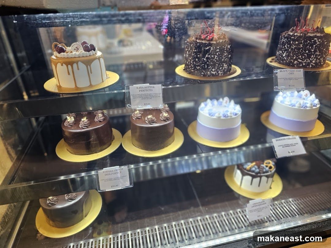 Cakes in a Display Case