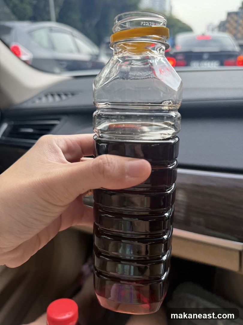 Bottle of dark liquid
