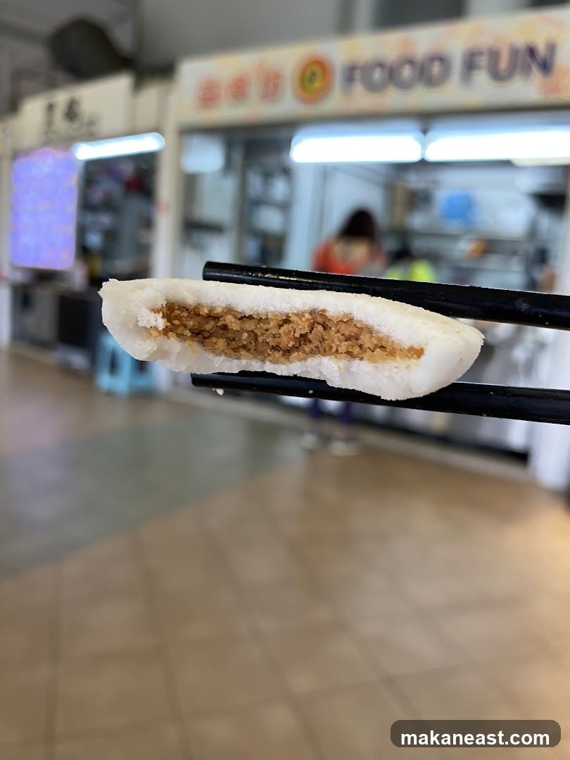 Food Item with Storefront in Background