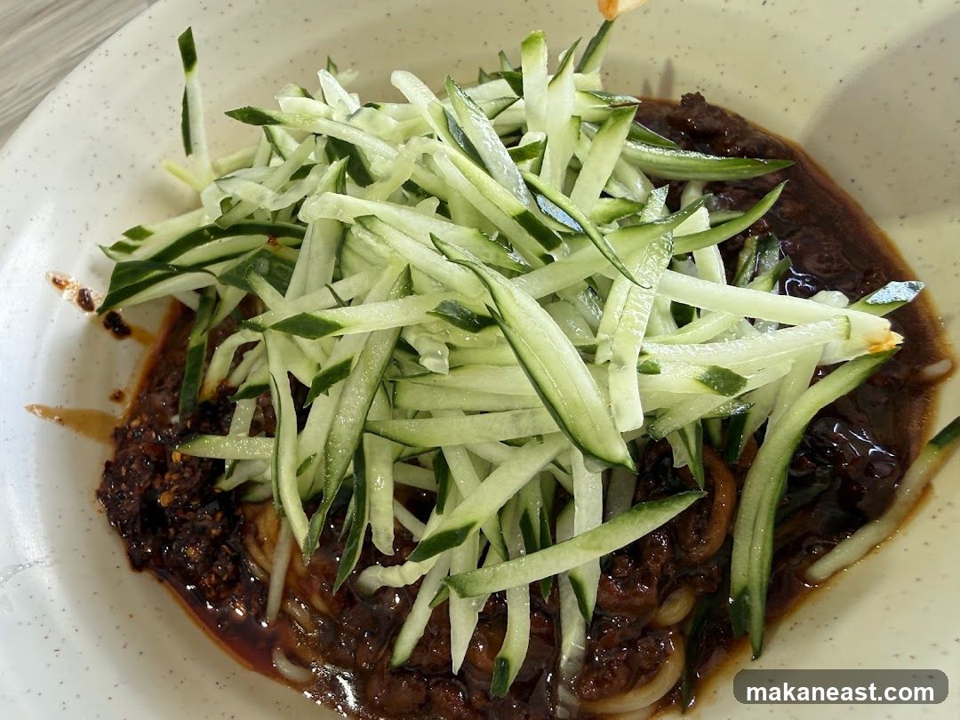 Noodles with Dark Sauce and Cucumber