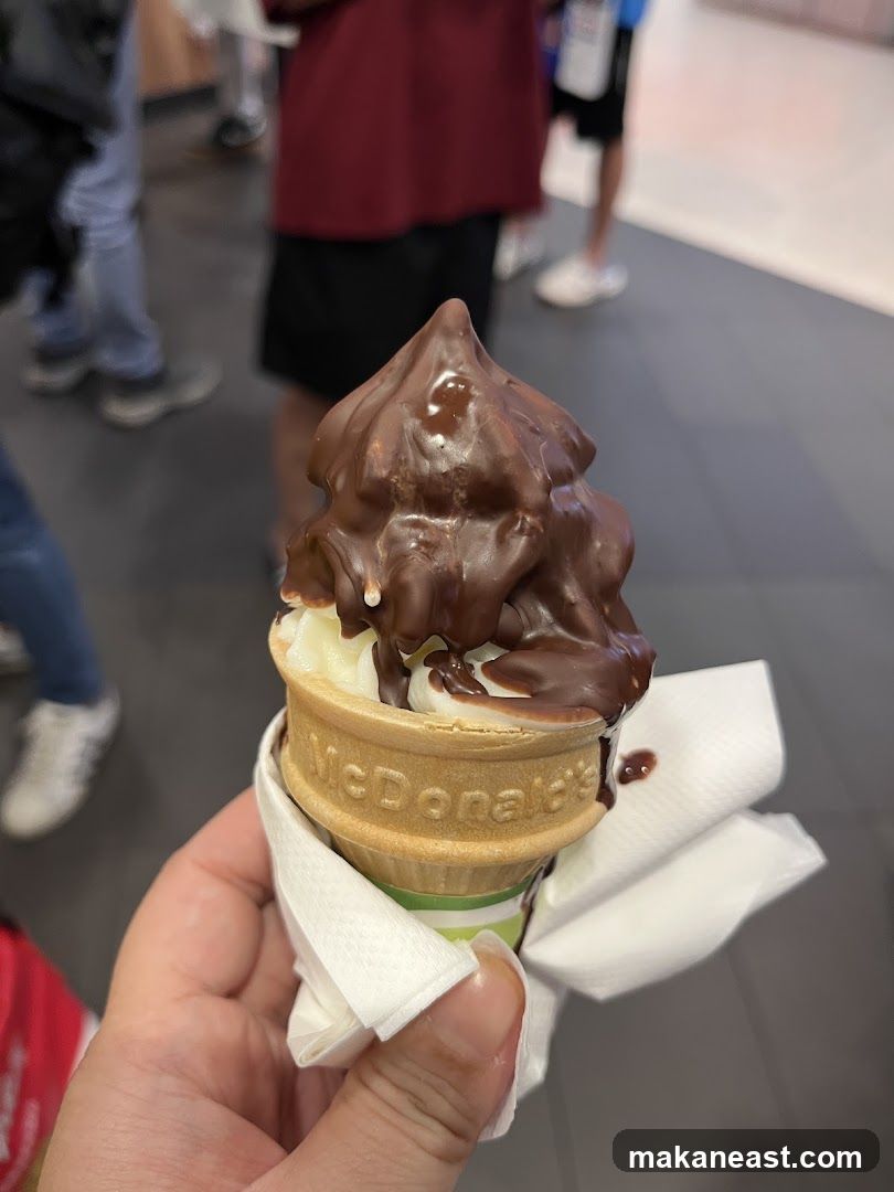 Chocolate-dipped ice cream cone