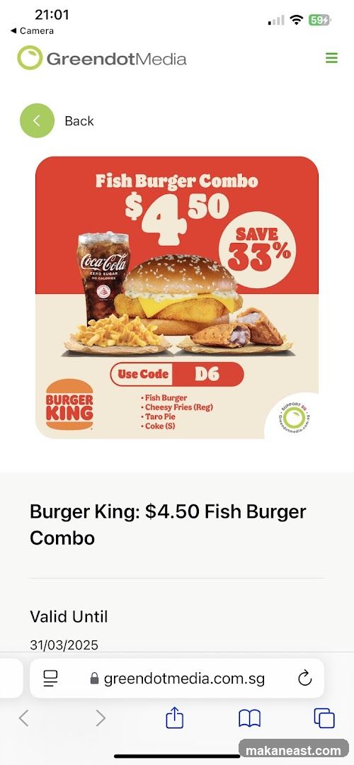Burger King Fish Burger Combo Promotion