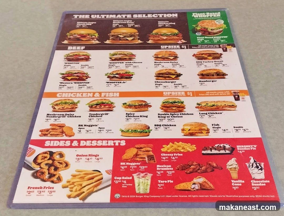 Burger King Menu