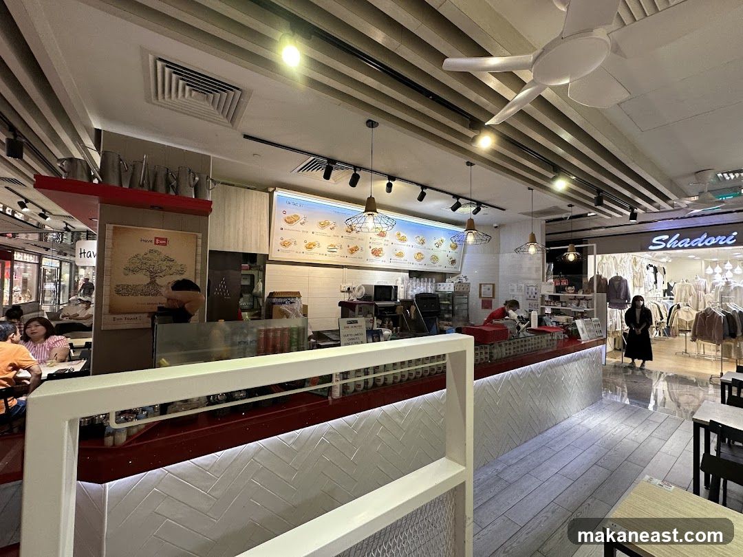 Interior of a food establishment with a menu board
