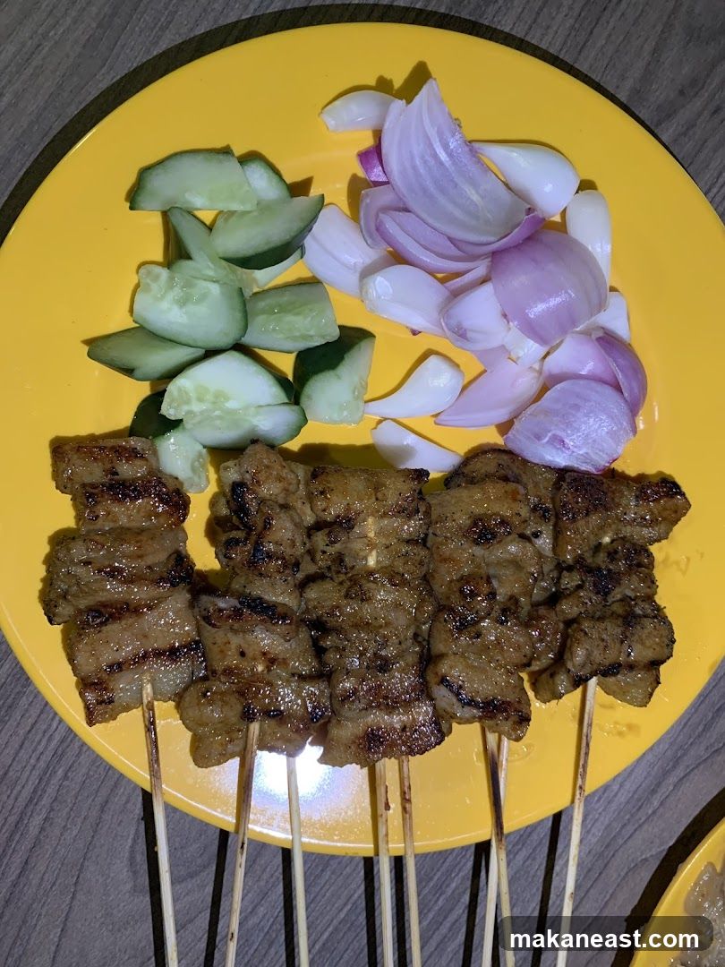 Satay Skewers with Cucumber and Onion