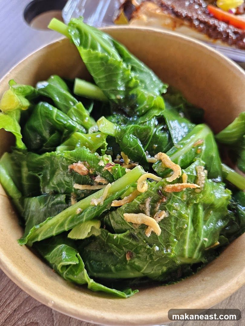 Steamed Greens with Crispy Shallots