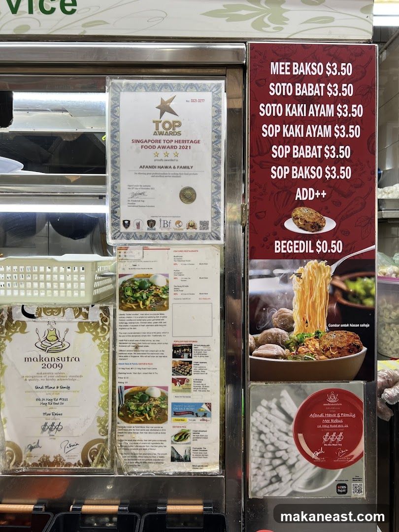 Food Stall Awards and Menu