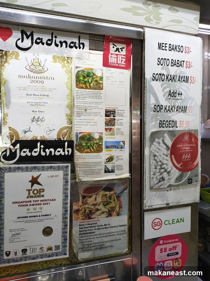 Food Stall Awards and Menu