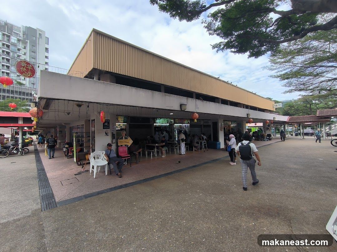 Outdoor food court with patrons