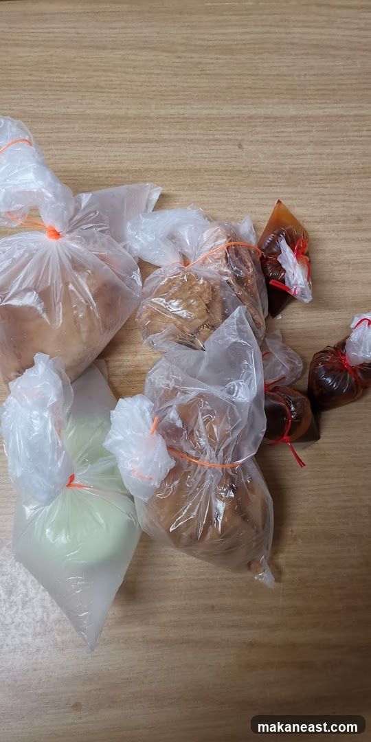 Food items in plastic bags