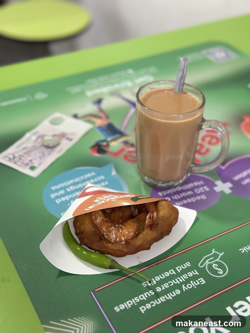 Fried Snack with Tea and Money