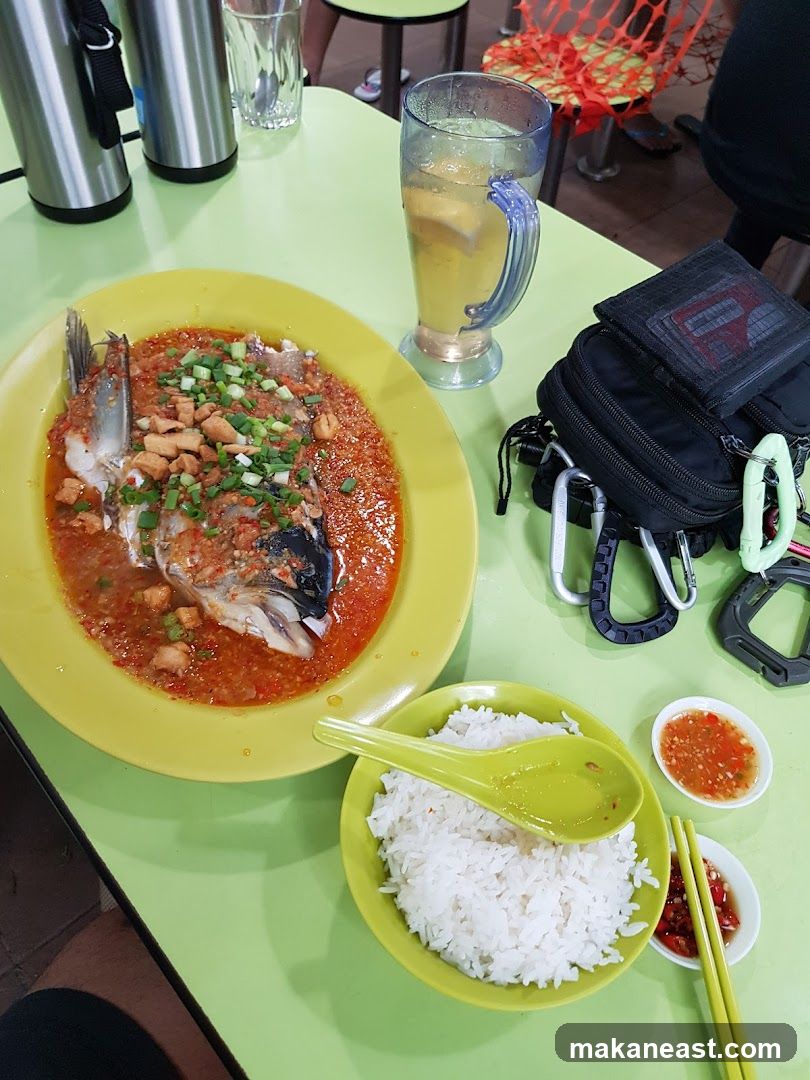 Steamed Fish with Rice and Drink