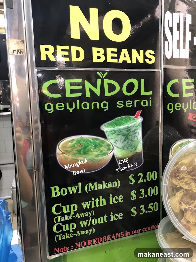 CENDOL Geylang Serai Menu