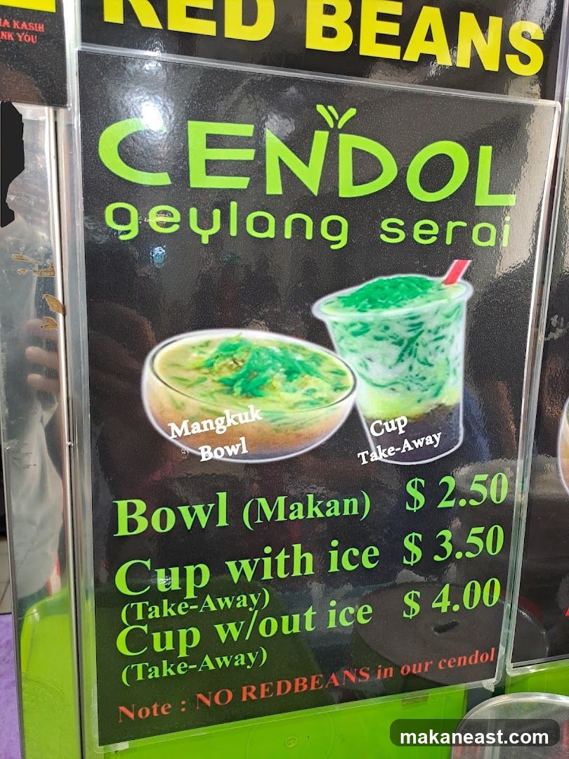 CENDOL Geylang Serai Menu