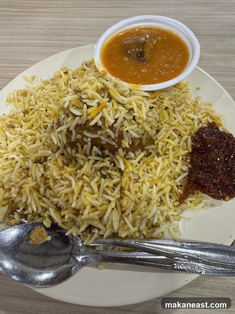 Biryani with Curry and Chutney