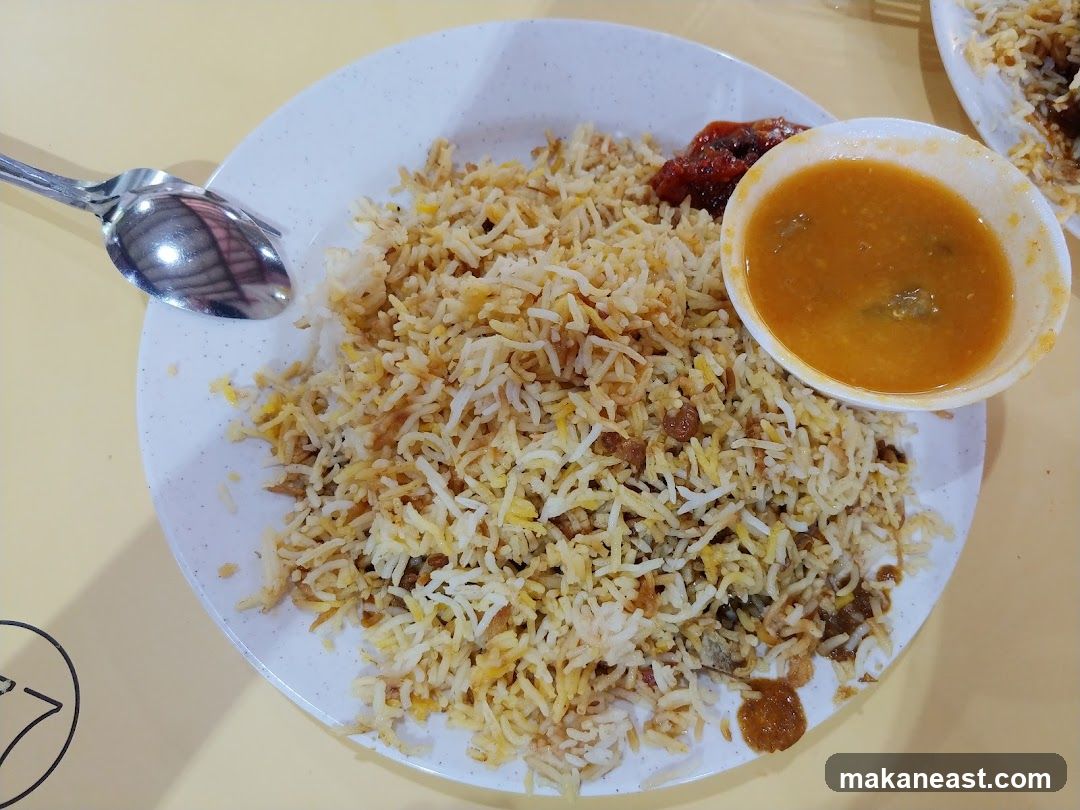 Biryani with Curry and Chutney